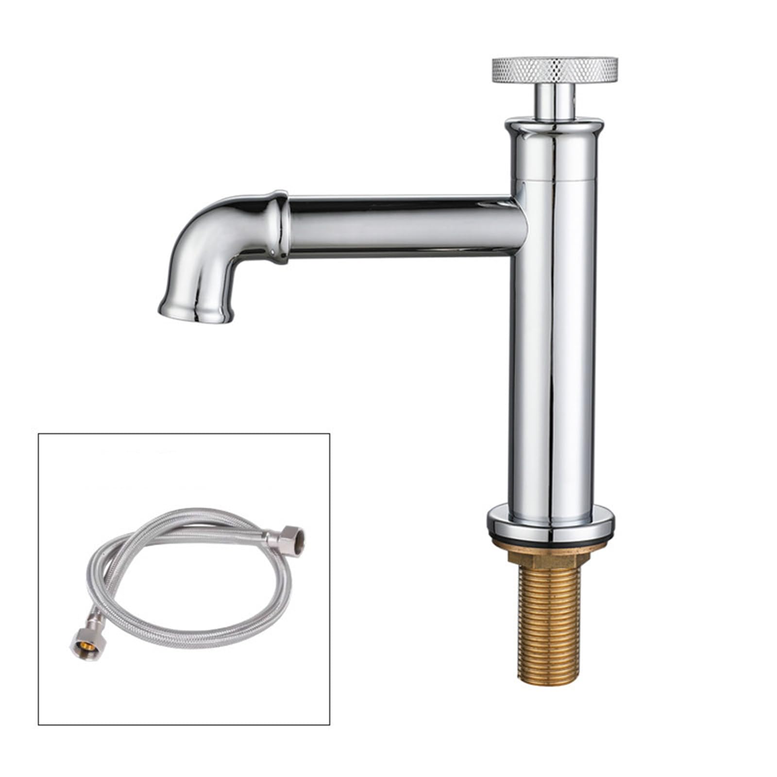 Robinet Extérieur En Laiton Robinet Exterieur Eau Froide Protection Solaire Antigel Adapté Aux Éviers Extérieurs,Chromé