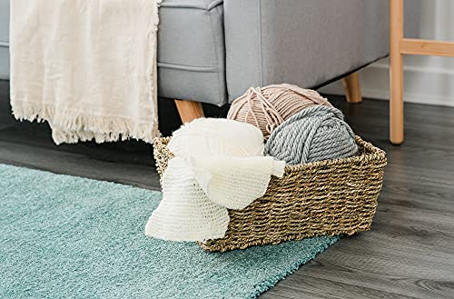 LIVIVO Set of 4 Seagrass Rectangular Hamper Storage Decorative Baskets Natural Shelf Underbed Woven Gift Multipurpose Kitchen Bathroom With Insert Handles- Natural - Cosy Home Interiors LIVIVO Set of 4 Seagrass Rectangular Hamper Storage Decorative Baskets Natural Shelf Underbed Woven Gift Multipurpose Kitchen Bathroom With Insert Handles- Natural - Image 6
