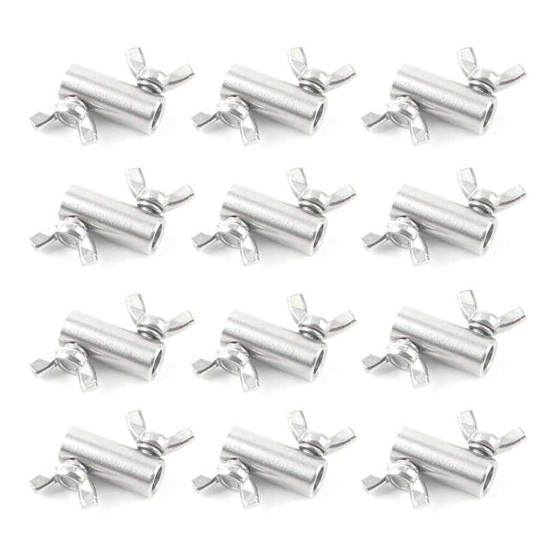 Morsetti Per Fune 12 pz 304 Corda In Acciaio Inox Blocco Manuale Cattura Elementi di Fissaggio Fibbia A Farfalla for Acciaio Doppio Filo Clip di Corda 1.5/2/3/4/5/6mm Morsetti Per I Cavi(For 5mm wire)