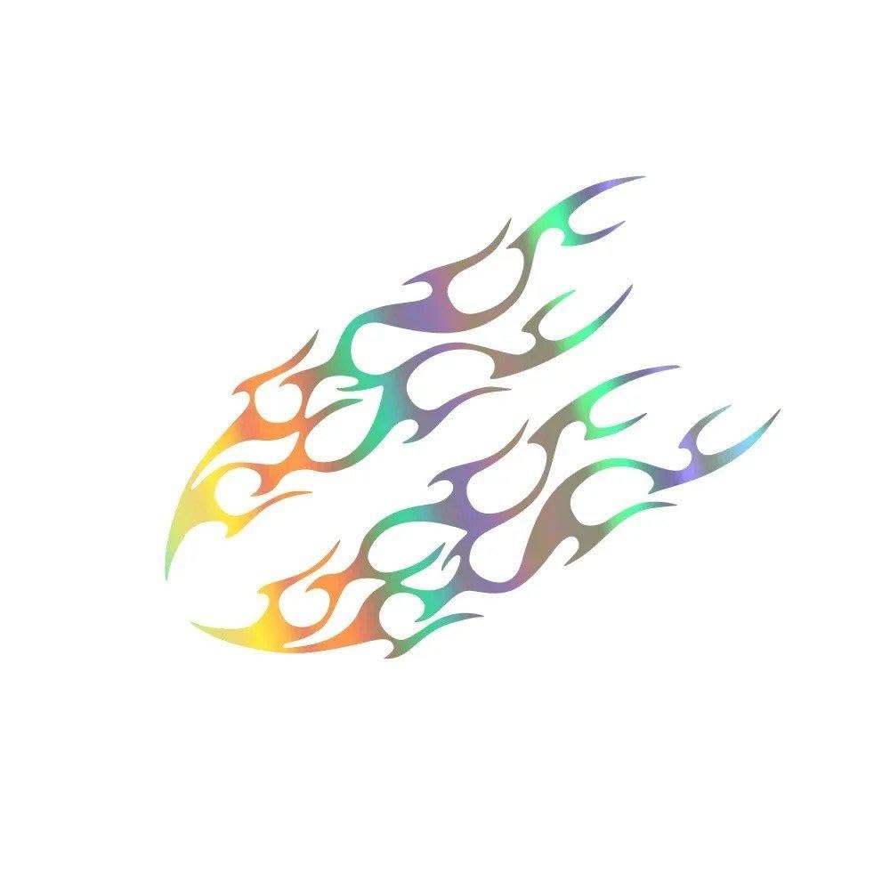 Auto Accessory Universal Car Engine Hood Stripe Sticker Creative Flame Style Car Modification Vinyl Decals(Colorful Laser)