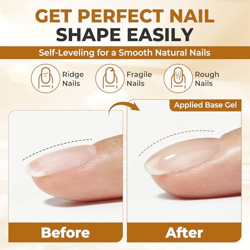 Image of UNA GELLA No Wipe 2PCS Gel Top Coat Base Coat Set, Highly Glossy Top Coat Gel Nail Polish Strengthen and Acid-Free Clear Nail Base Soak Off, Key to Manicure for Her (U V Cure Need)