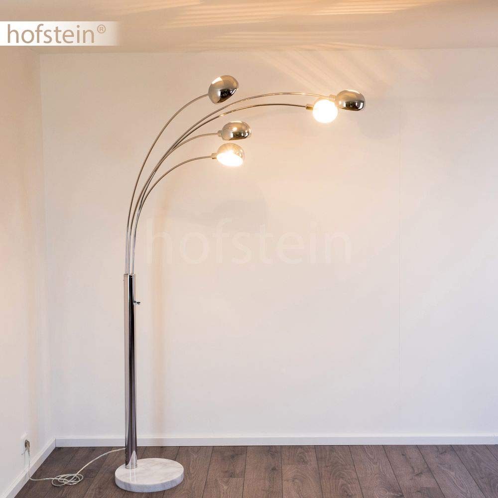 Nikkala Lámpara de pie de metal cromado con efecto de luz, 5 x E14, base de mármol, sin bombillas