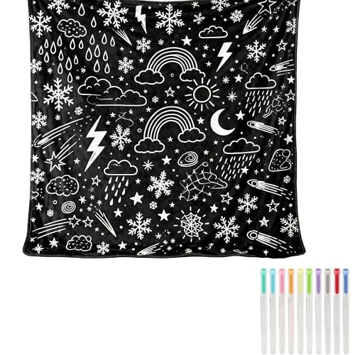 雲が天に上ります DIY Coloring Blanket with Watercolor Pencils, Color Your Own