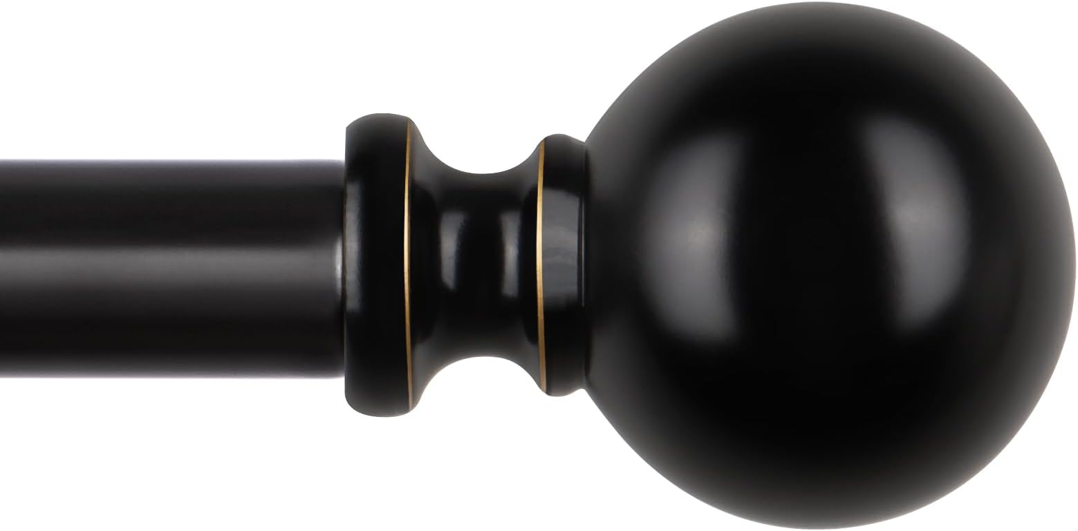 Bali Blinds 3/4” Double Curtain Rod Set - Black, Adjustable 48-84 Inches | Layered Drapery Rod