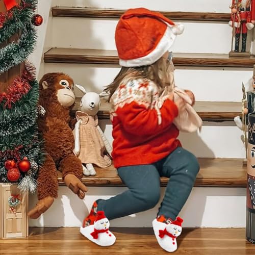 SKYWHEEL Women's Reindeer Slippers - Comfortable Plush Warm Non-Slip Slippers for Christmas, Family, Holiday, Winter, House, Indoor, Outdoor, Bedroom4