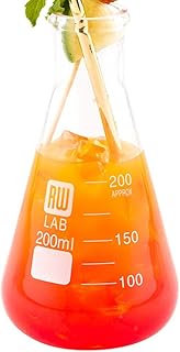 Restaurantware RW Lab 200 ML Glass Flask Bottles 10 Dishwasher Safe Conical Flasks - Chemistry-Inspired Scratch Resistant Clear Glass Chemistry Flasks For Cocktails Appetizers Desserts