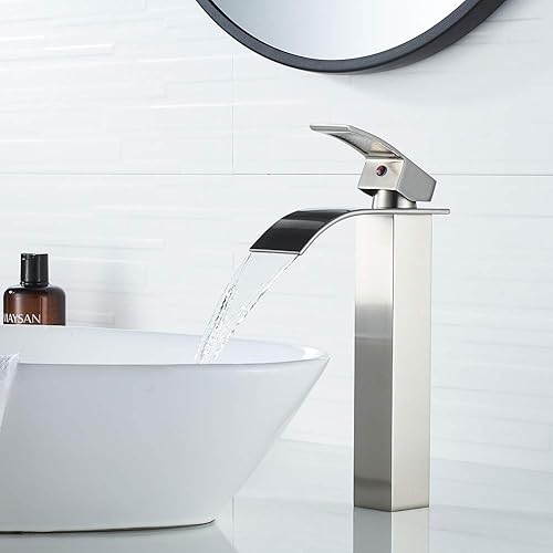 Miniatura 4 de VOTON - Grifo de baño cromado en cascada, de un solo agujero para lavabo, con cubierta