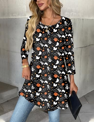 Image of Zeagoo Women Tops 3 /4 Sleeve Dressy Casual Plus Size Tunics Loose Blouses