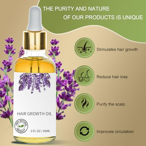 60ml Lavendel Hair oil, Haarwachstum Öl, Haaröl Wachstum, Hair Growth Oil, Kopfhaut Pflege Haaröl, Stimuliert Haarwachstum, Haar & Hautpflege für Haarausfall Frau und Männer,Violett