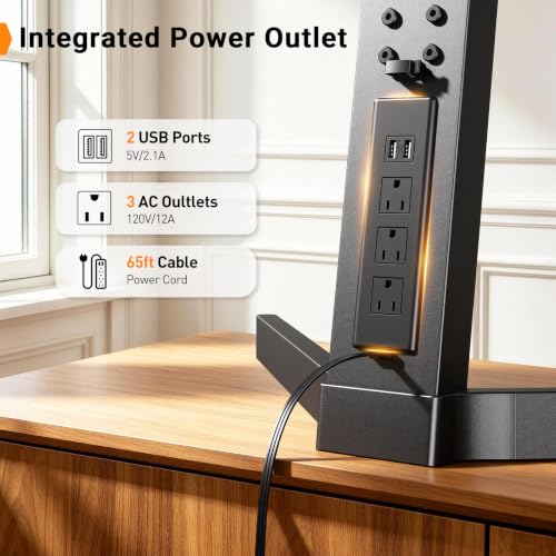 Image of Perlegear Swivel TV Stand with Power Outlet for 42-90 inch TVs up to 132 lbs