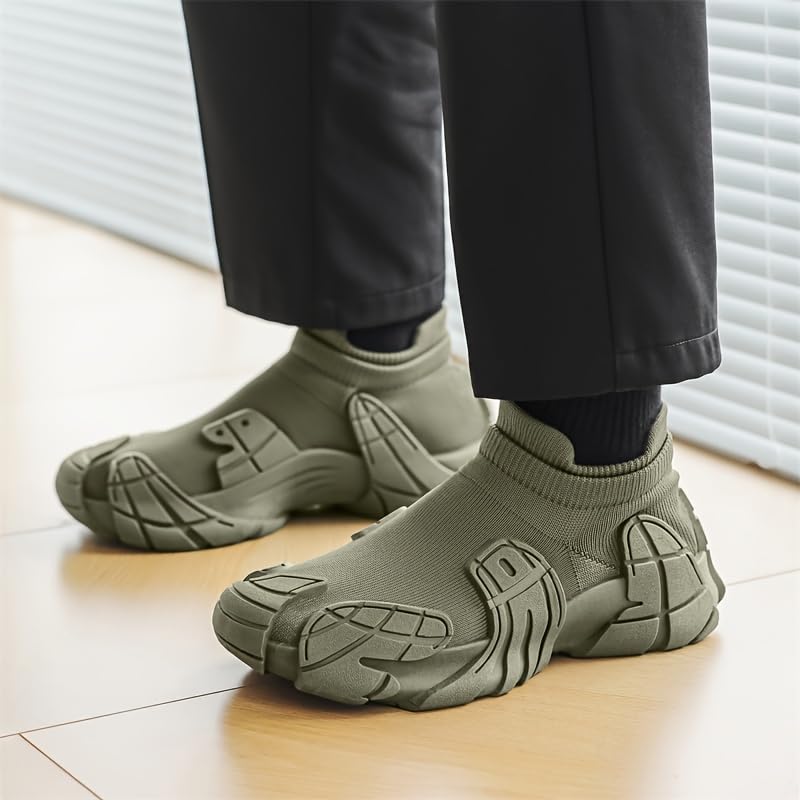 Men's Stylish Low-Top Slip-On Sneakers - Retro-Futuristic Design, Upper, Breathable Fabric Lining, Perfect for Casual and Semi-Formal Occasions4