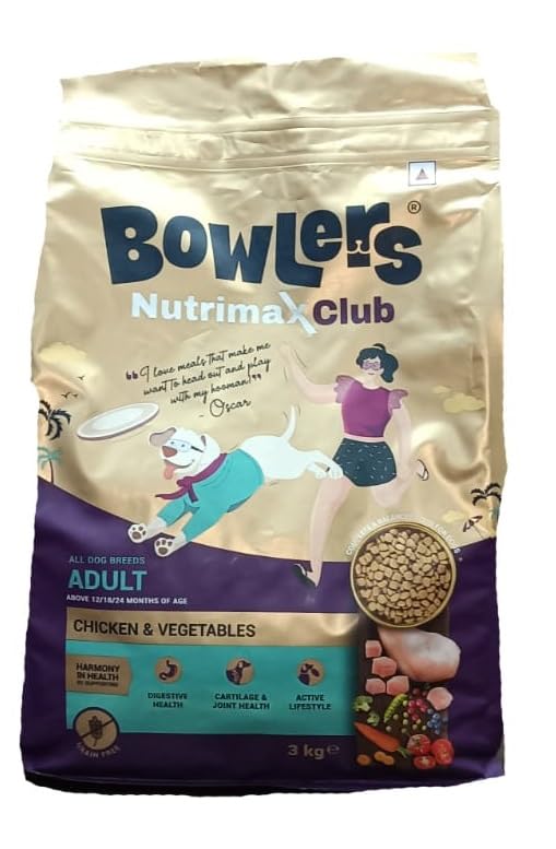 Bowlers Dry Dog Food for Adult Dogs Nutritionally Balanced Healthy Chicken and Veg Dry Pedigree Food for All Breeds (3 KG) (B0D5HFKF7M) Amazon Price History, Amazon Price Tracker