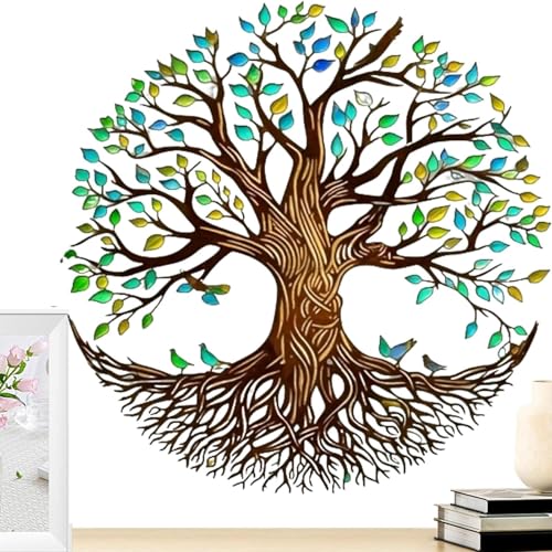 Arte de pared de árbol de metal, decoración de pared hecha a mano para colgar | Escultura colgante para interiores y exteriores, cocina, dormitorio, oficina, jardín, patio, porche, hogar