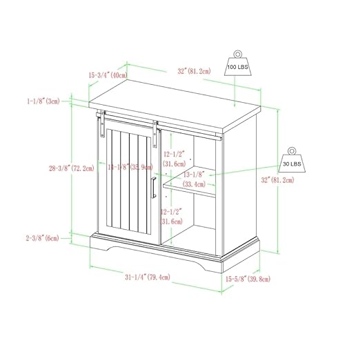 Walker Edison Carson Modern Farmhouse Sliding Slat Door Storage Cabinet, 32 Inch, Rustic Oak #TOP2