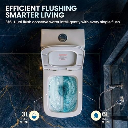 Image of Johnson Elegance One Piece Toilet | Washdown 220 mm S Trap Floor Mounted Western Commode | Dual Flush 3 /6L| Slim Soft Close Seat with Quick Release Hinges | 10 Year Warranty