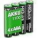 Produktbild HiQuick Micro AAA Akku 1100mAh NiMH wiederaufladbare Batterien, 1200 Tech wiederaufladbare AAA Akkus, geringe Selbstentladung 1,2V AAA Batterien 4 Stück