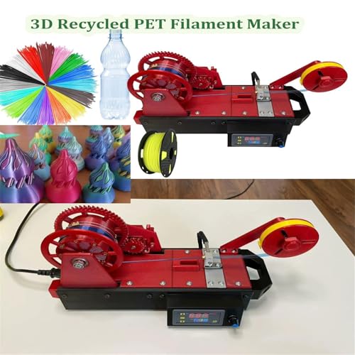 Desktop Filament Maker Machine, Wytłaczarka do drukarki 3D do butelek PET, Recykling plastikowych butelek z ekranem LCD, Makers, Small Studios Red