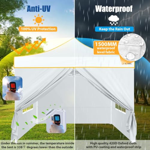 Image of Hoteel 10x10 Heavy Duty Pop Up Canopy Tent with 4 Sidewalls, White
