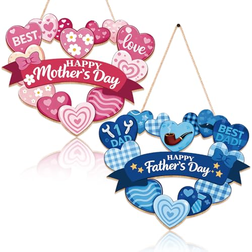 Happy Mothers Day Decorations Fathers Mother's Day Wooden Door Hanging Sign...