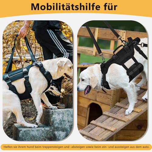 Hundegeschirr, Verstellbare Hundegeschirr Mittelgroße Hunde, Atmungsaktive Sicherheitsgeschirr Hund Mit Griffen, Abnehmbare Hunde Sicherheitsgeschirr, DREI Größen Panikgeschirr(L)