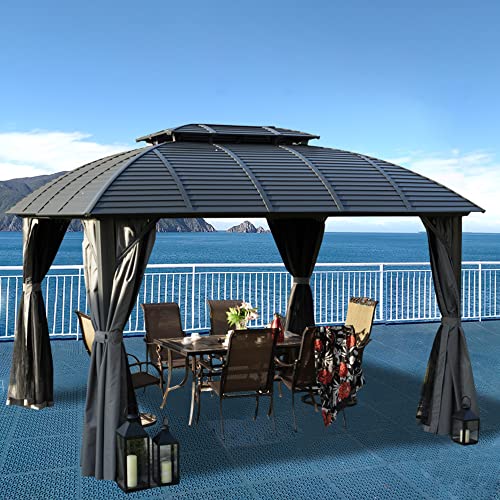 Kozyard 10ftx12ft Hardtop Aluminum Permanent Gazebo with a...