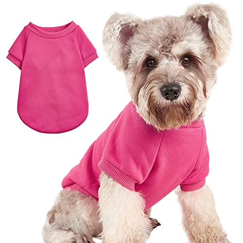 Image of Soft Puppy Sweater for Small Dogs Winter Knit Pullover, Rose M | Elastic Cuffs Pet Clothes, Holiday Party Matching, Fall Winter Daily Outfit, Soft Breathable Machine Washable Sweatshirt