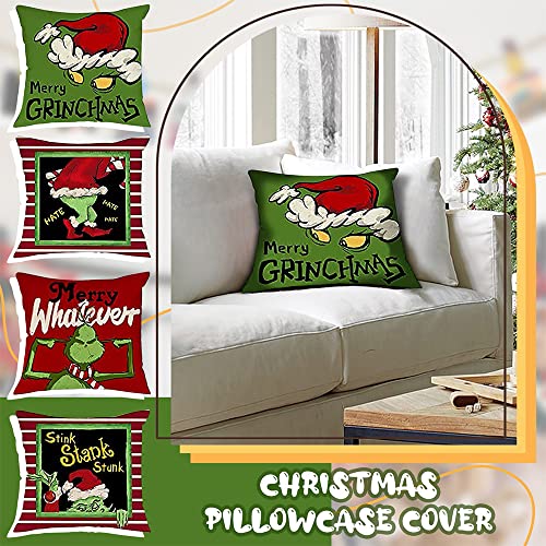 Weihnachtskissenbezüge, 4 Stück, Weihnachtsdekoration, The Grinch...