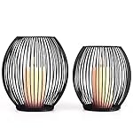 OLEEK Outdoor Candle Holder Decor Set - Black Candle Holder - Candles Holders for Table Centerpiece - Hurricane Candles Holder for Pillar Candles Cage Candle Holders Black Wire Decorative