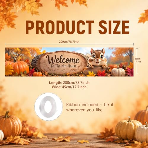 Image of Nuxovilar Happy Fall Banner,78.7 inchx17.7 inch Polyester