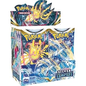 BARTOSZ Trading Card Collection Poke-Mone Playing Card Game 5 Pack 50 Card Collection Set Booster Packs,Battle Cards,Battle Game for Kids,Boys,Girls (Silver TEMPEST 5 PACK 50 CARDS)