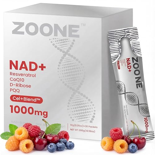 Zoone NAD Supplement 1000mg Liquid with NR Resveratrol & PQQ 30 Packets