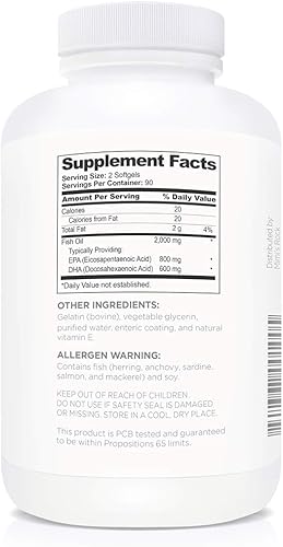 Miniatura 2 de Multiform Vitaminas Omega 3 Aceite de pescado - 2,000 mg - Burpless, sin OMG, sin regusto a pescado (180 cápsulas)