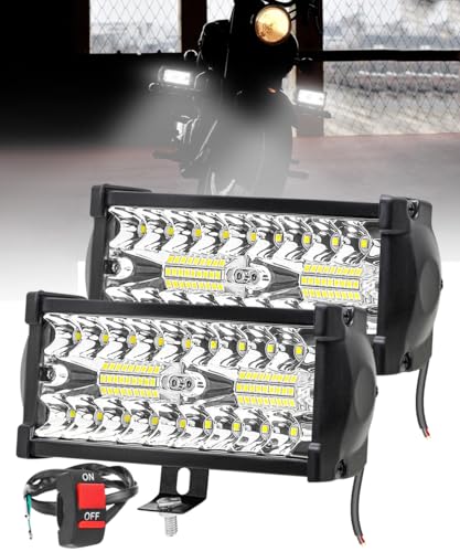 Image of FABTEC 36 LED 7 Inch /18cm LED Bar Light LED Fog Light for All Motorcycles /Bike /Scooty /E-Rikshaw (Set Of 2) (7 Inch,White) (6 Month Warranty)