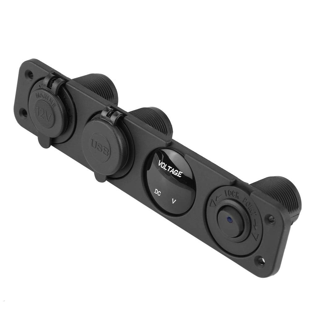 Fydun Pannello Interruttori A Levetta 4 Gang Con Doppia USB E Voltmetro – 12-24V Per Auto, Camper, Barca