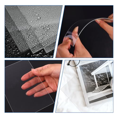 Image of TKOnline 40 PCS Plexiglass Sheets, 4 inch x 6 inch x 0.02 Clear PET Sheet Panels, Clear Acrylic Plastic Sheet for Picture Frame, Invitations, Poster Frames Plastic Board