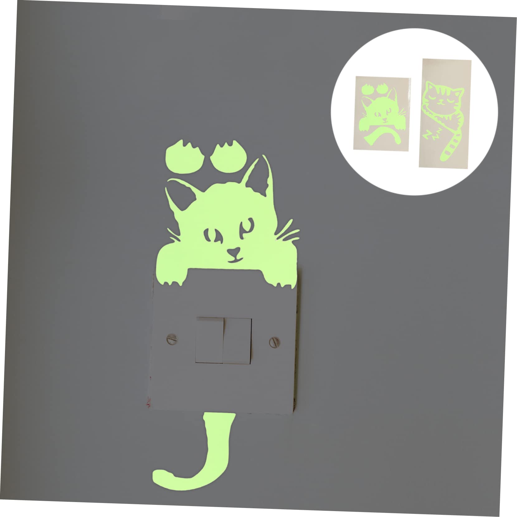 2pezzi Adesivi Murali Luminosi Per Adesivi Creativi Tema Gatto Per Decorare Camera Salotto Cucina e Altro Facili Da Applicare e Realizzati Durevole