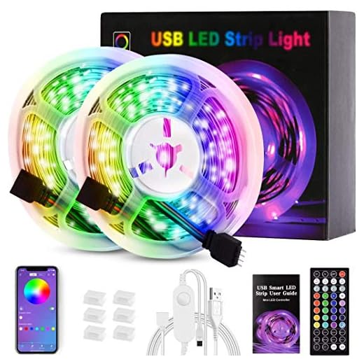 LED Strip Lights, USB LED Color Changing Strip Lights 32.8ft with Remote 44 Keys Bluetooth app Control, LED Lights Strips for Bedroom, Home Decoration, TV Backlight, Kitchen, Bar