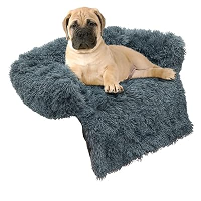 Fur & Bone Orthopedic Soft Plush Cat Dog Sofa Bed - Washable Luxury Cushion Pet Mat with Non-Slip Detachable and Waterproof Bottom for Warm Sleeping, Dark Grey - M (60x60x16cm)