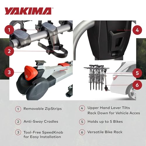 Image of YAKIMA, RidgeBack Tilt-Away Hitch-Mounted Bike Rack for Cars, SUVs, Trucks and More, Fits 1.25 inch and 2 inch Hitches
