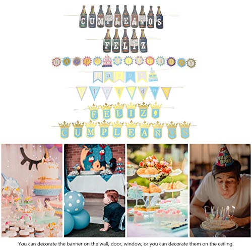 Amosfun 7 Unidades Coloridas de Feliz AniversÃ¡rio Banner de Parede de AniversÃ¡rio Pendurado Decrem