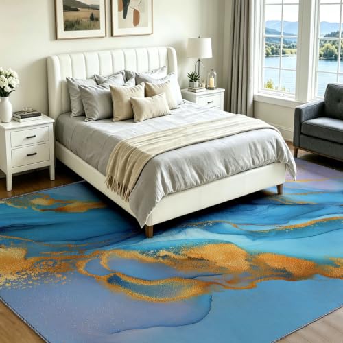 Alfombra antideslizante lavable azul para evitar resbalones 4