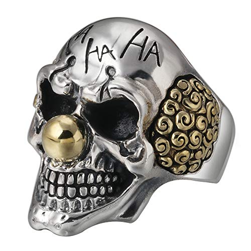 ForFox Bague tête de Mort Clown Joker Gothique en Argent Sterling 925 pour Homme Femme Taille réglable Cover