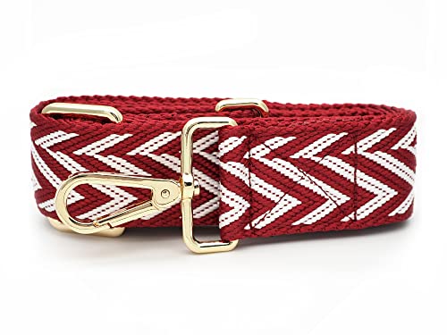 CRAFTMEMORE Shoulder Strap Adjustable Bag Handle Crossbody Nylon Belt Replacement JK03 (Red+White, Gold Clasp)3