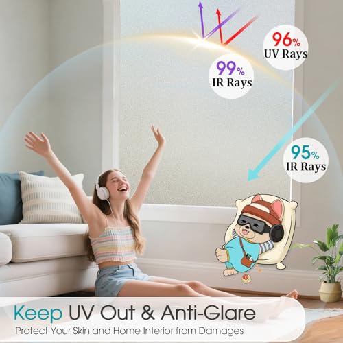 image for Coavas Window Privacy Film Frosted Glass Static Clings, Decorative Bat