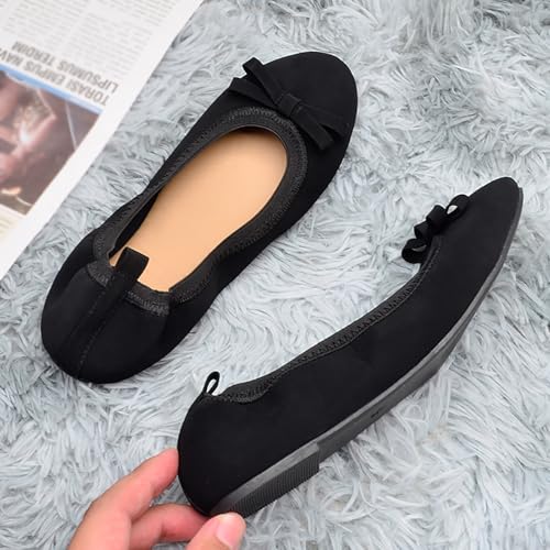 Women's Ballet Flats Loafer Portable Foldable Casual Flats for Women Bowknot Pointed Toe Comfortable Light Weight Slip On Dress Shoes Business Office Work Dance Mary Jane Shoes4