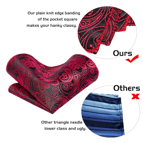 Image of 5PCS Tie and Pocket Square for Men, Silk Necktie and Handkerchief Cufflinks with Gold Ring and Lapel Pin Set