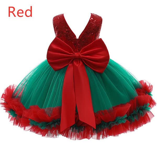 Image of Girls Flower Girl Red Dress Christmas Party Holiday Dresses