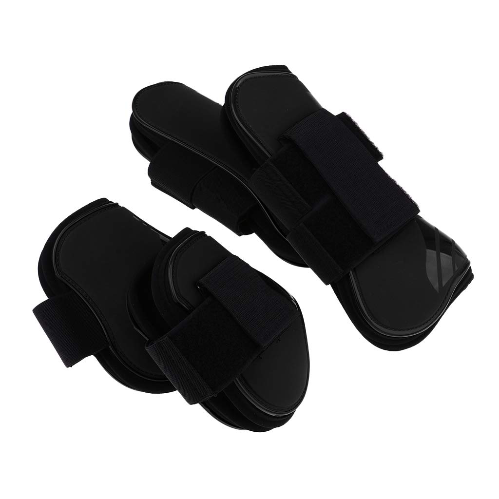 2 pares de botas de pierna de caballo delantero trasero tendón proteger ecuestre negro