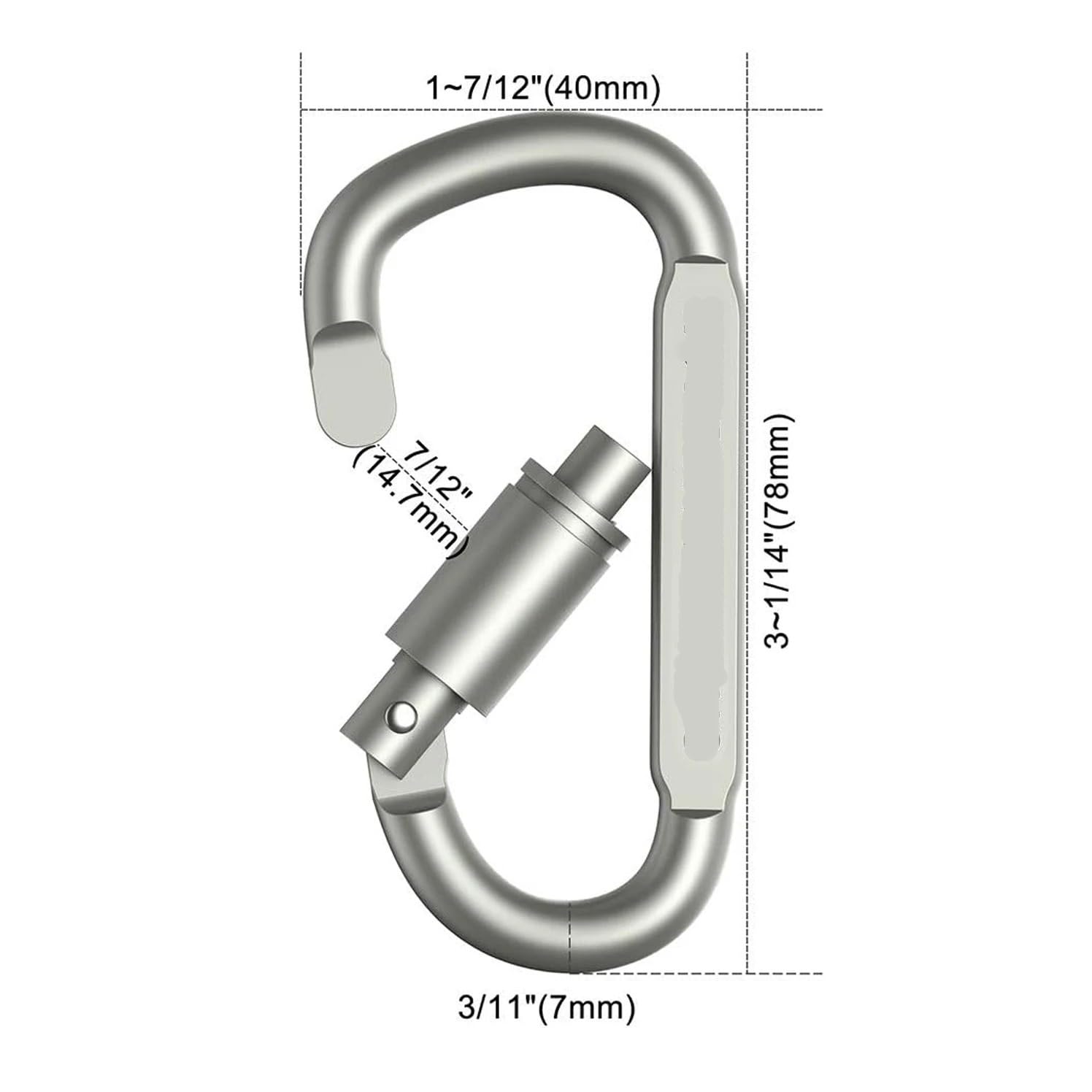 Set di moschettoni da 4-6 Pezzi for Portachiavi da Campeggio, Sopravvivenza, all'aperto, in Lega di Alluminio(D-6 Black)