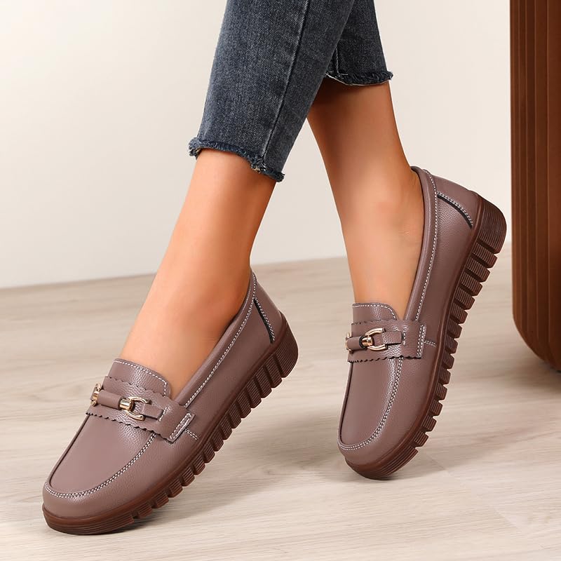 Image of Loafers for Women Business Casual Shoes Comfortable & Lightweight Round Toe Penny Dressy Slip On Work Flats
